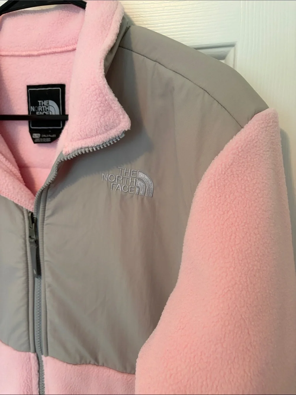 The North Face Pink and Gray Fleece Jacket Girls Size XL